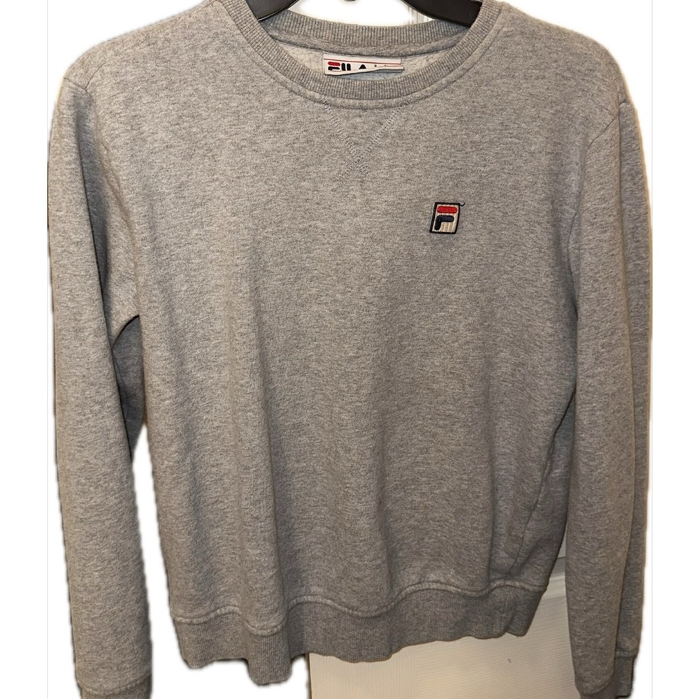 Fila Gray Classic Crewneck with Embroidered Logo